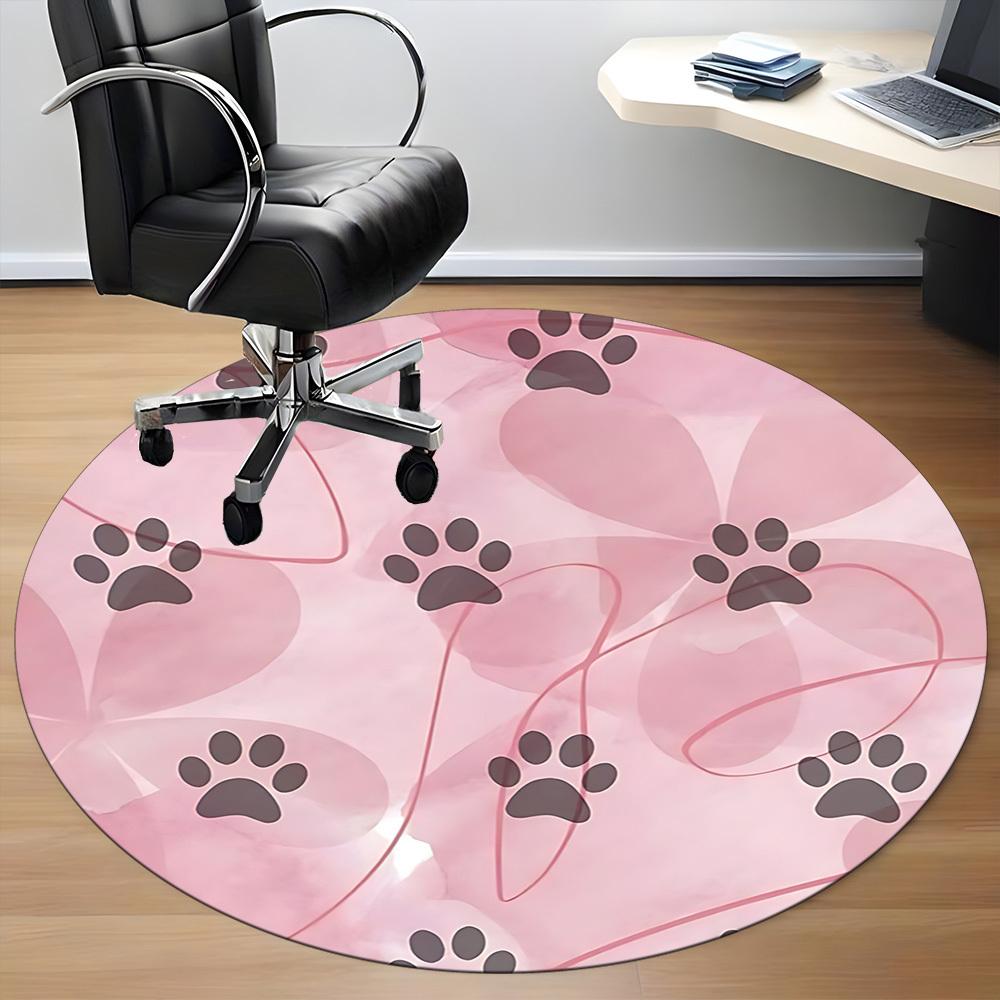 1pc Paw Prints Pet Lover Office Round Area Rug, Under Office Chairs Bedroom Living Room Home Decor, Room Deco, Available In Various Sizes 117