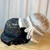 Autumn and Winter Contrasting Colors After Split Bow Basin Hat Women's Knitted Hat Bucket Hat