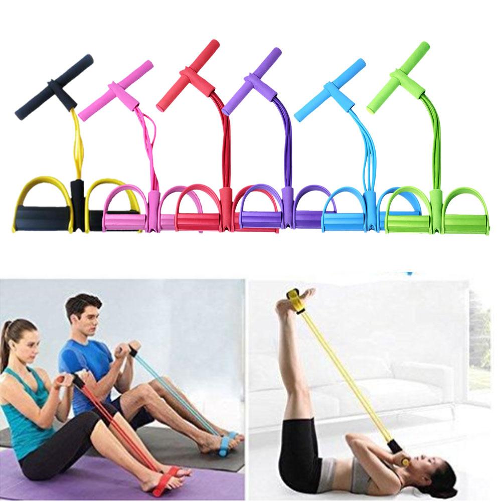 Pedal Resistance Band 4 Tube Resistance Band Bodybuilding Up Latex Ankle Expander Exercise Fitness Equipment Puller Sit
