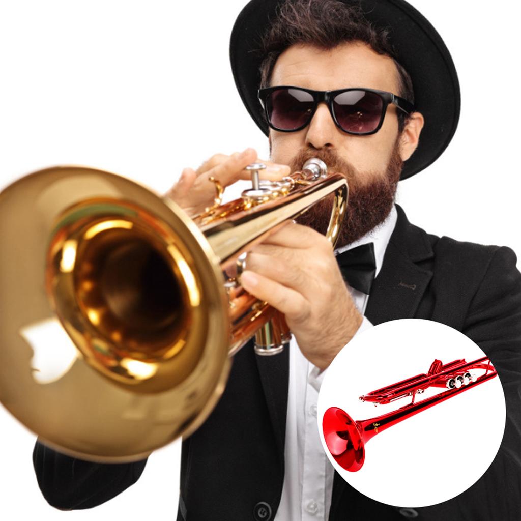 Brass Trumpet Music Wind Instrument with Assistant Tools Set (Red)