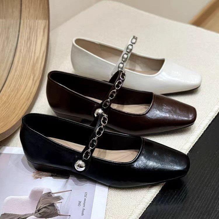 Square Head Small Single Shoes Autumn Evening Skirt with 2025 Low Heel Soft Sole Mary Jane Shoes Women's New Retro Gentle Style
