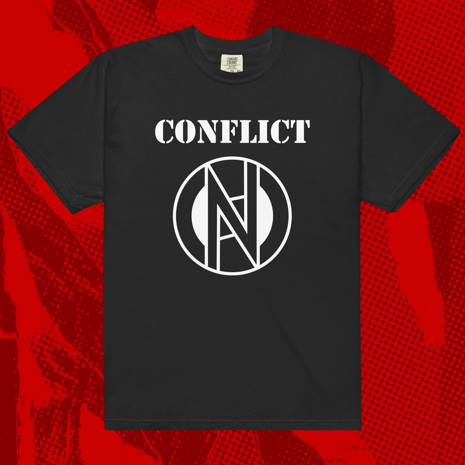 Conflict Logo Shirt | Anarcho Punk Crass Flux of Pink Indians Subhumans GBH 2XL