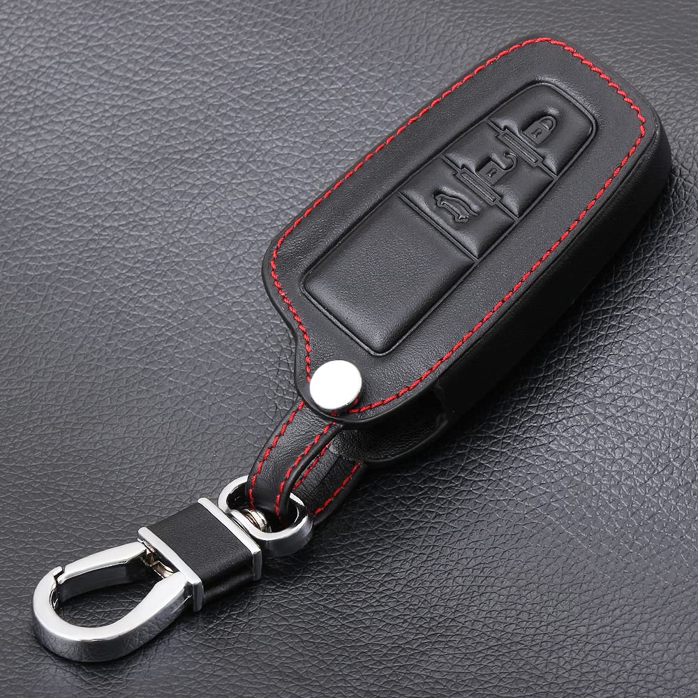 IKT Leather Smart Key Case for Toyota Cars, 3 Buttons Black/Corolla Cross, RAV4, Crown