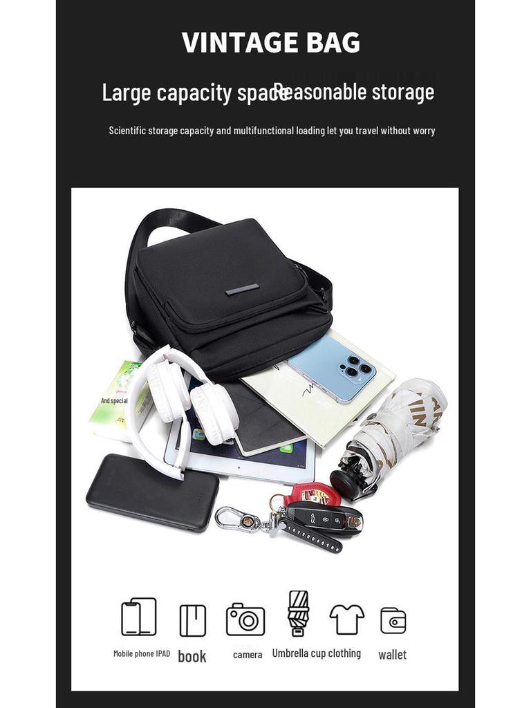 Japanese Style Men's Lightweight Minimalist Crossbody Bag - Trendy, Large Capacity Multi-compartment Niche Shoulder Bag