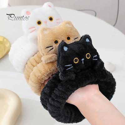 1/3 Stücke Cartoon Katze Dekor Stirnbänder Korallen Fleece Elastische Make-Up Gesicht Waschen Haar Band Frauen Spa Stirnband