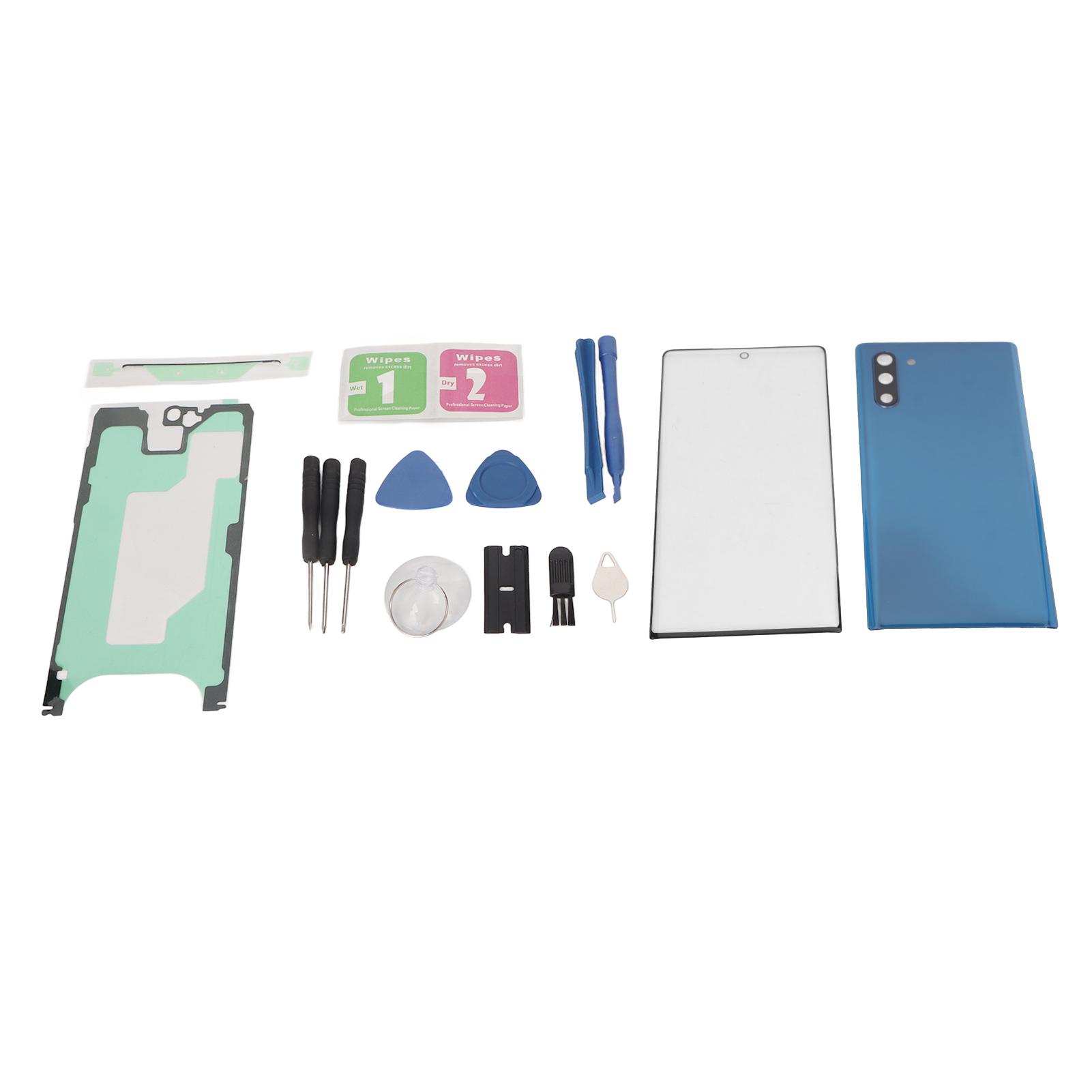 

Replacement Back Glass Cover Front Screen Glass Repair Kits for Samsung Galaxy Note 10 Blue синій