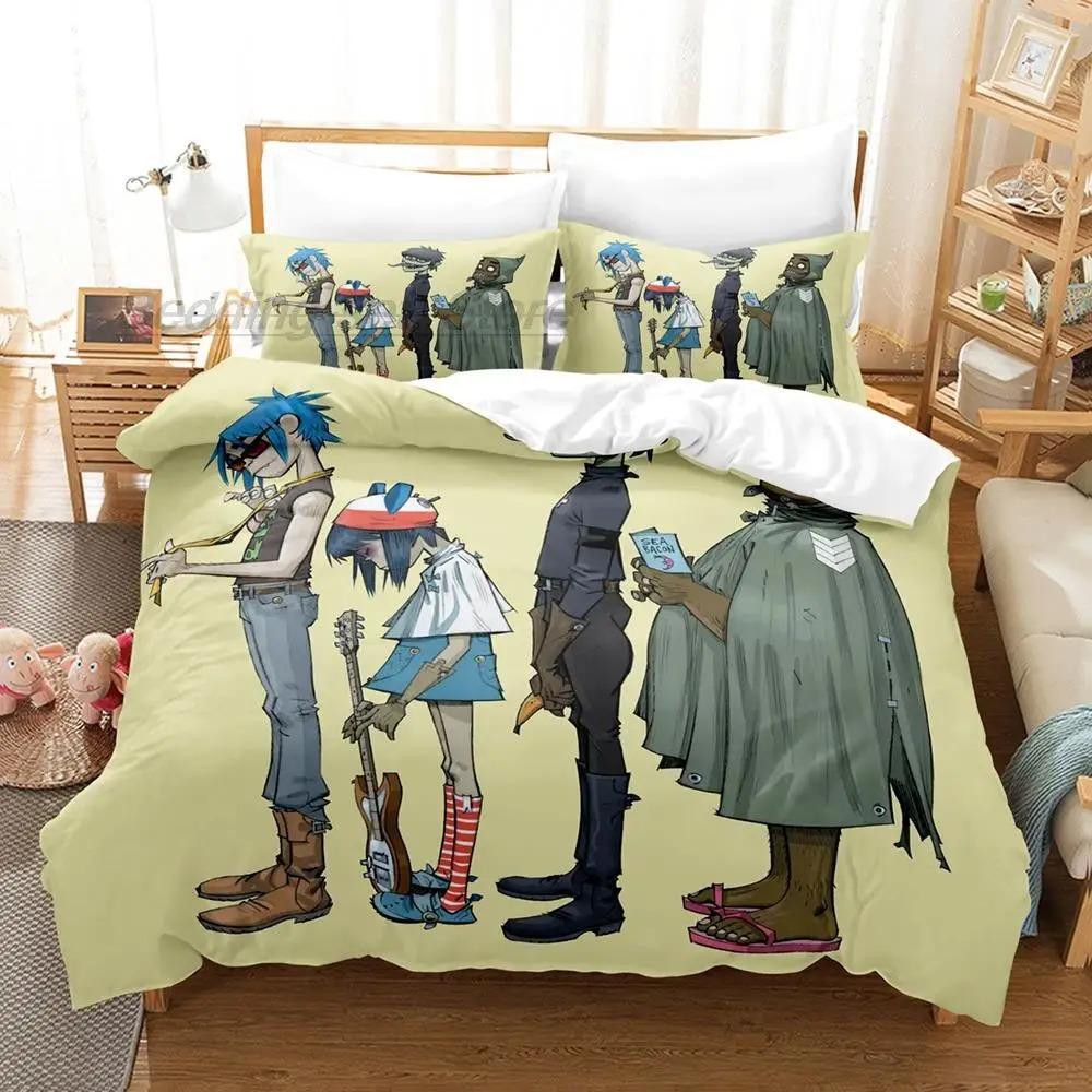 Music Gorillaz Bedding Set 2/3pcs 3D Printed Duvet Cover Pillowcase Adult Single Queen King Size Bedding Set Luxury Gift