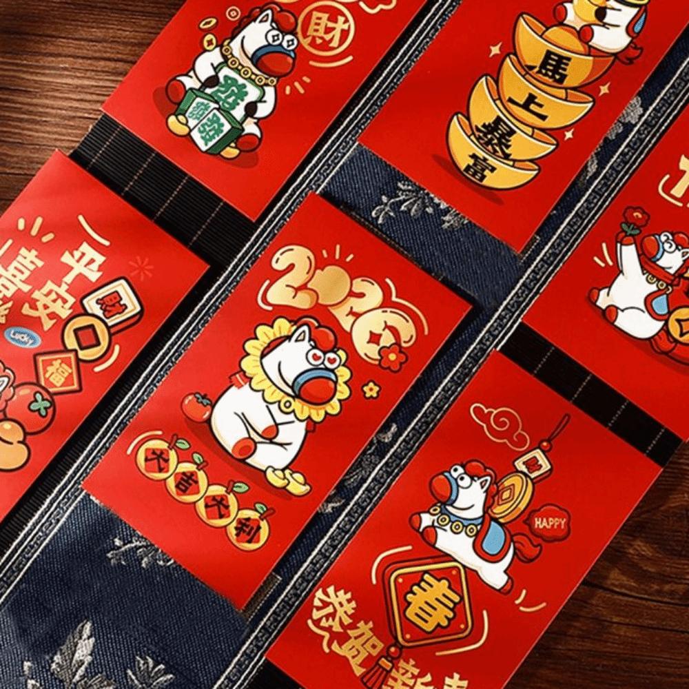 6Pcs/Set Paper Craft Spring Festival Red Envelope 2026 Horse Year Red Pocket Lunar New Year