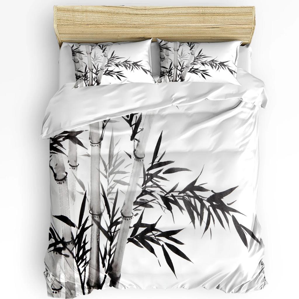 Bamboo House Decor Bedding Set Comforter Duvet Cover Pillow Shams Bamboo Pattern In Traditional Chi Bedding Cover Double Bed Set