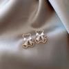 1 Pair Hollow Diamond Studded Earrings Versatile And Versatile Bow Shaped Earrings New Trend 925 Silver Needle Earrings