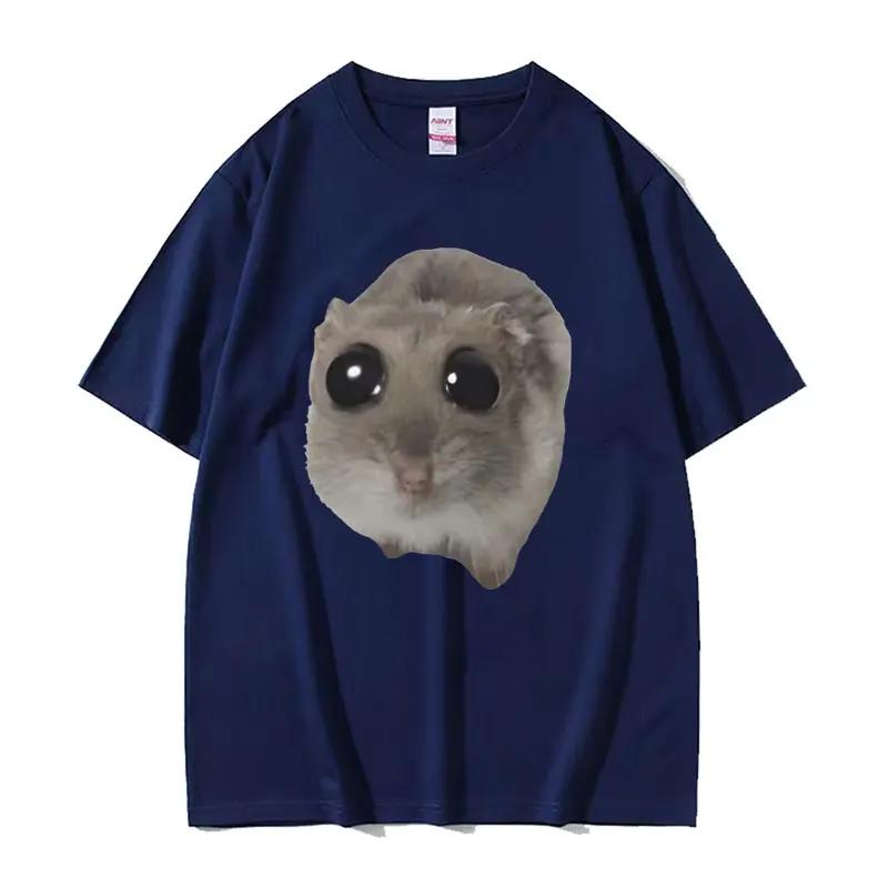 Funny Sad Hamster Meme Cry BiG Eye Cute Mouse T Shirt UnisexFashion Kawaii Clothes T-shirts 100% Cotton High Quality T-shirt