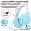 Cute Cat Ear Headphones, Bluetooth 5.1 Wireless Headphones with Detachable Noise-Canceling Microphone, HiFi Stereo, WiredWireless, Dual-Use Gaming