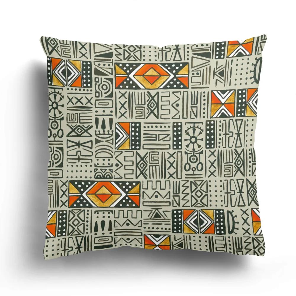 Retro Ethnic Totem Plush Pillowcase Home Sofa Cushion Cover Cartoon Pattern