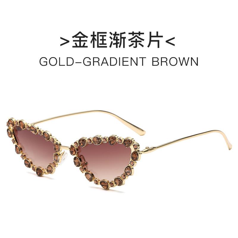 

Luxury Crystal Women Cat Eye Sunglasses Female Diamond Trending Metal Frame Sun Glasses Gradient Mirror Uv400 Shades Eyewear