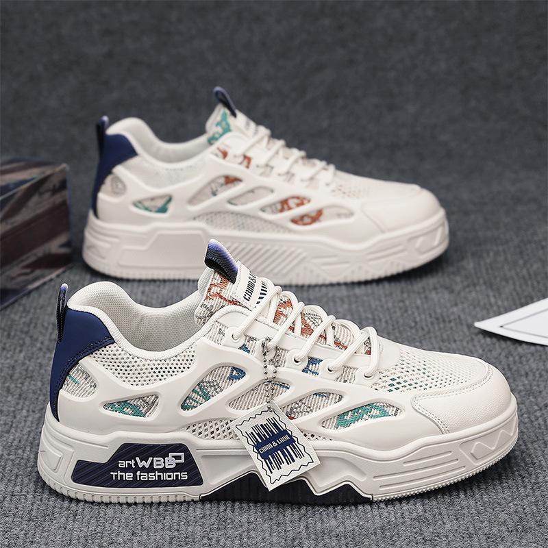 Men's Shoes 2025 New Spring Mesh Breathable Casual Board Shoes Heightening Versatile Sports Niche Design Trendy Shoes