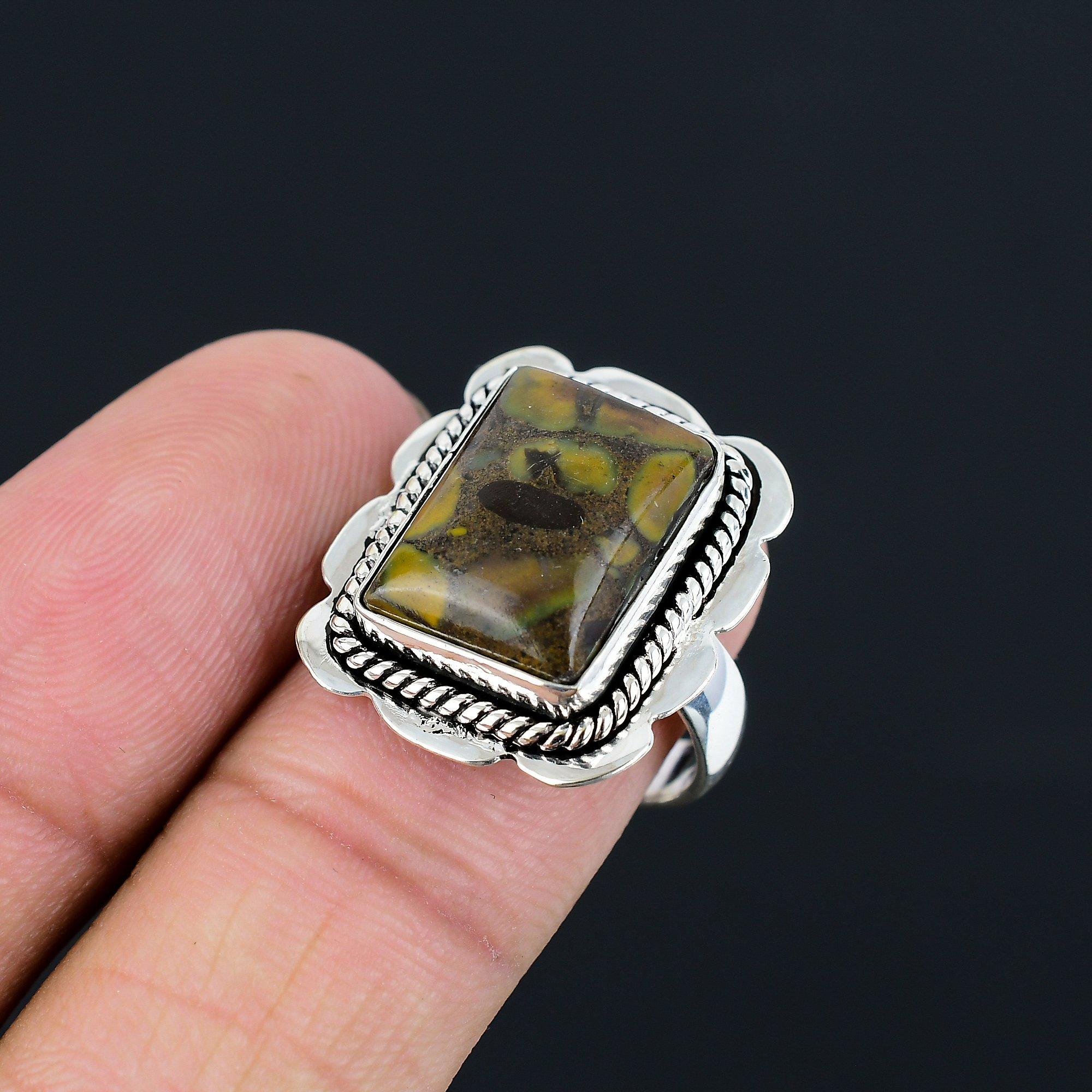 Womens day Sale Natural Fruit Jasper Boho Stackable Ring Jewelry 925 Silver US 8 8