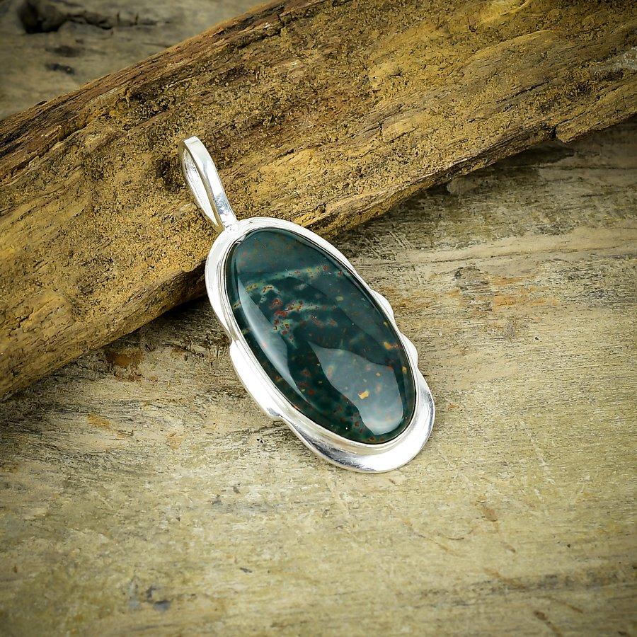 

Bloodstone Gemstone Handmade 925 Sterling Silver Jewelry Pendant 1.97 M-102