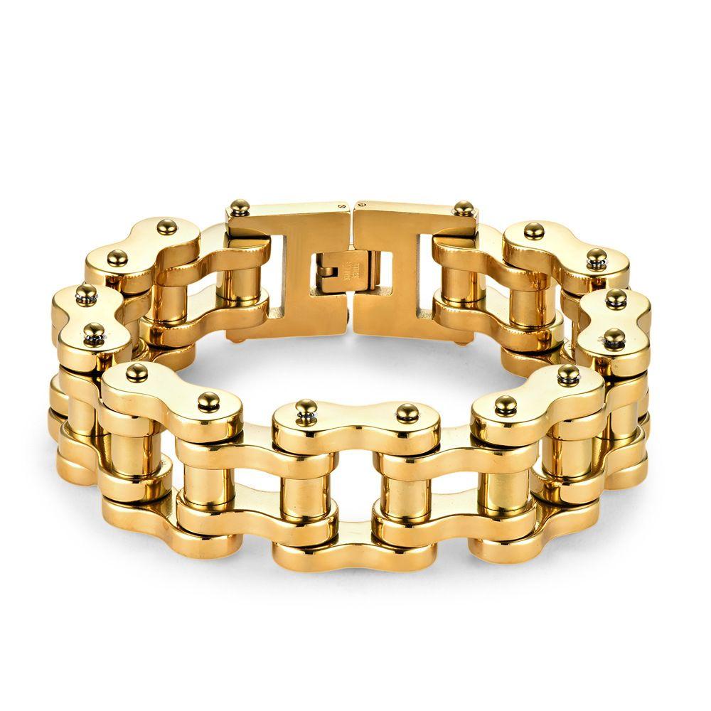 Bracciale Lungo 22/24CM Largo 21MM Uomo Rock And Roll Catena da Motociclista Braccialetti da Uomo Braccialetti Pesanti in Acciaio Inossidabile Gioielli Biker