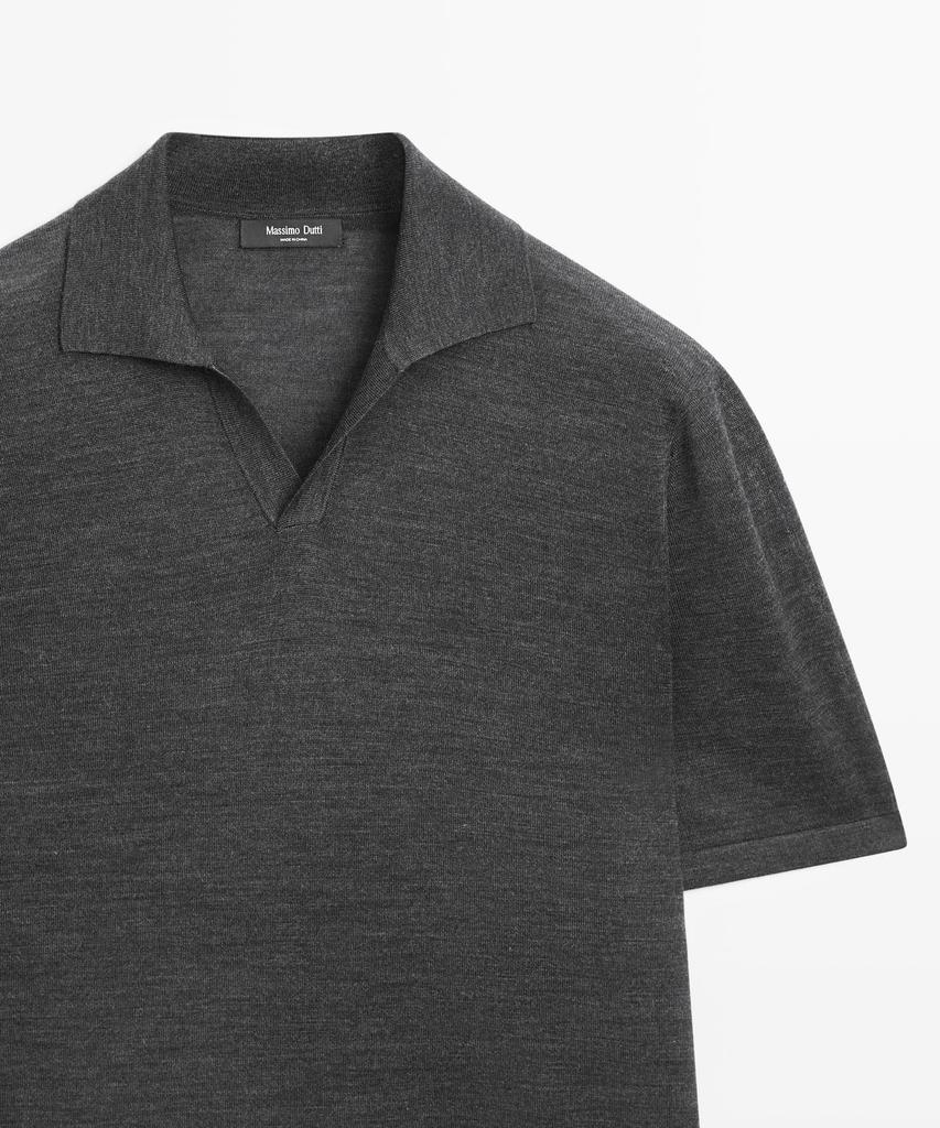 Masimodutti Knit V-Neck Polo Shirt