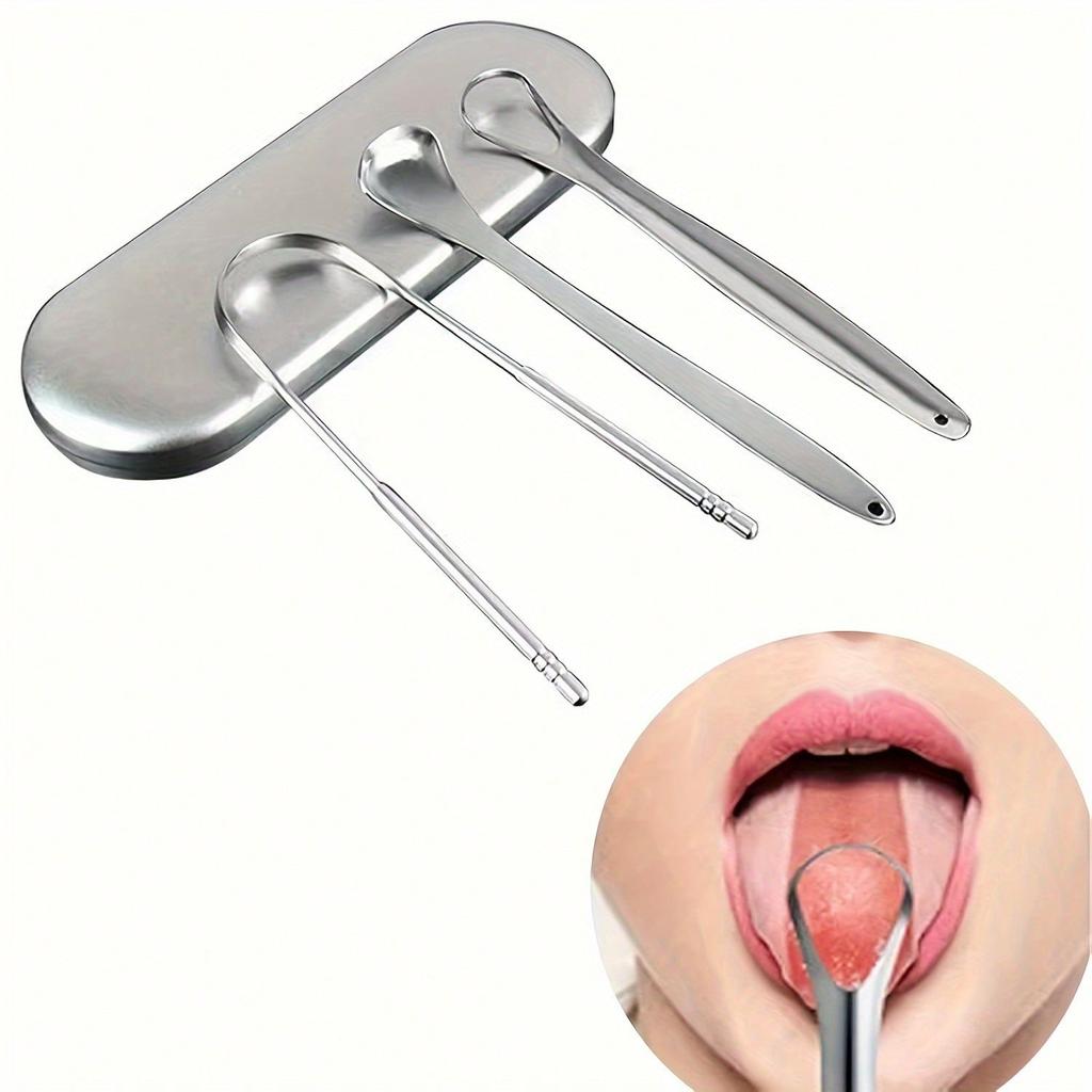 Stainless Steel Tongue Cleaner For Oral Hygiene Reduce Bad Breath With Large Case Healthy Gum Fresh Breath