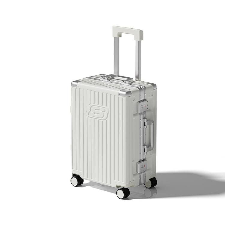 Skechers Scratch Resistant Durable Waterproof ABS PC Luggage 20 Inch Universal Men Luggage FP224U006 White (Wide Pole)
