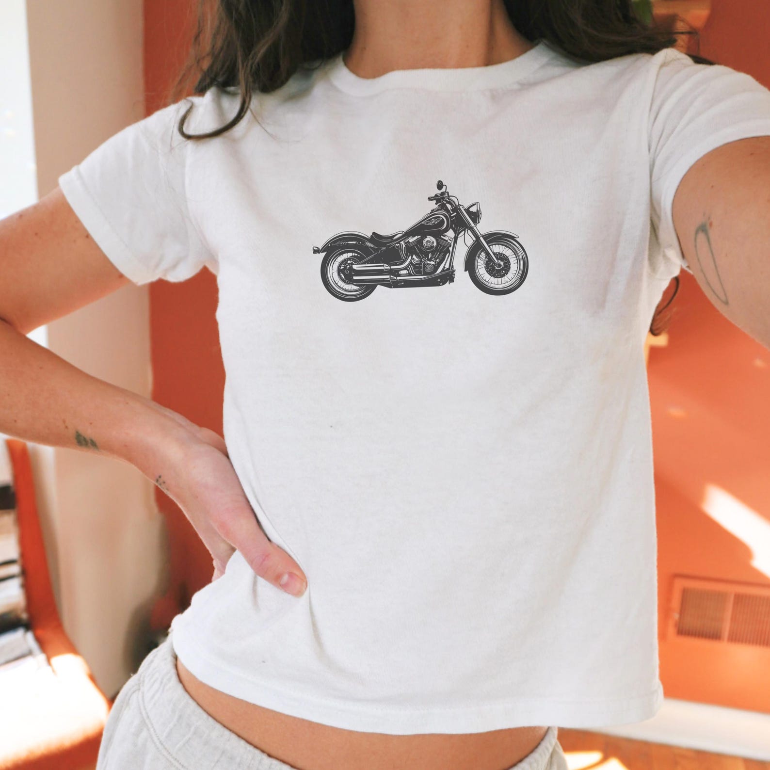 Motorcycle Baby Tee Shirt: Biker Babe, Chopper Tee 3XL