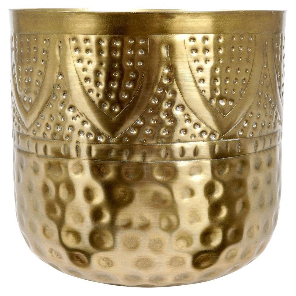 Gold metal flowerpot cover 19x18 cm