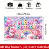 Unicorn Happy Birthday Banner Backdrop Balloons Rainbow Cake Gift Boxes
