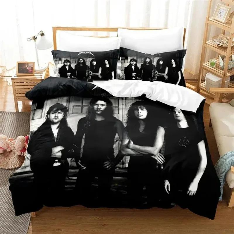 3D Geprint Denner Band Shermann Beddengoed Sets Prachtige Bedbenodigdheden Set Dekbedovertrek Beddekenset Luxe Verjaardagscadeau EU Single(135*200cm)3pcs black