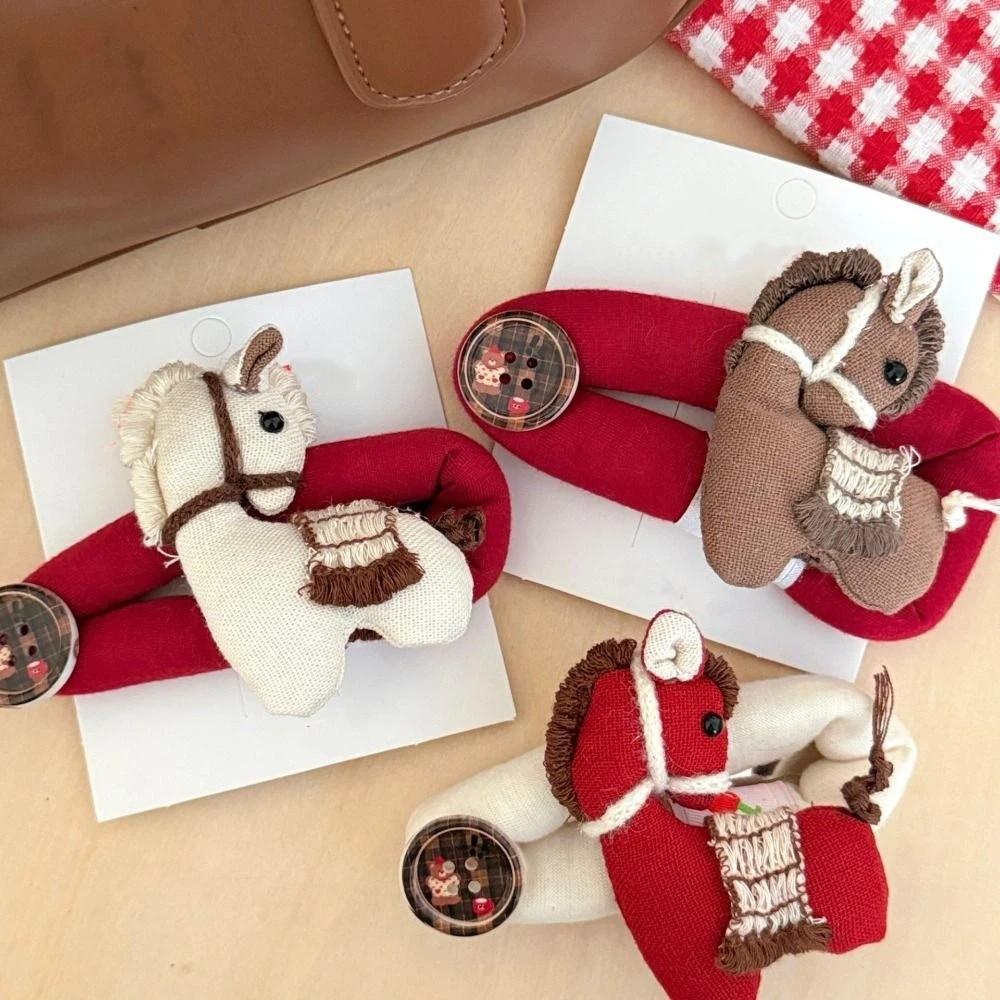 Hair Wear Horse Hair Clip Funny Horse Doll Side Clip Cute New Year Hair Clip Headwear