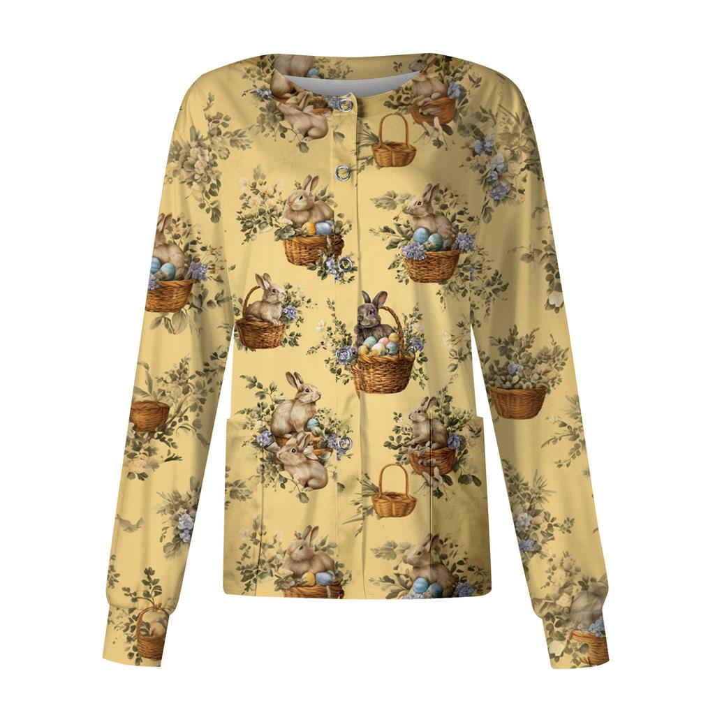 Women's Casual Long Sleeve Single Breasted Printed Dry- Top