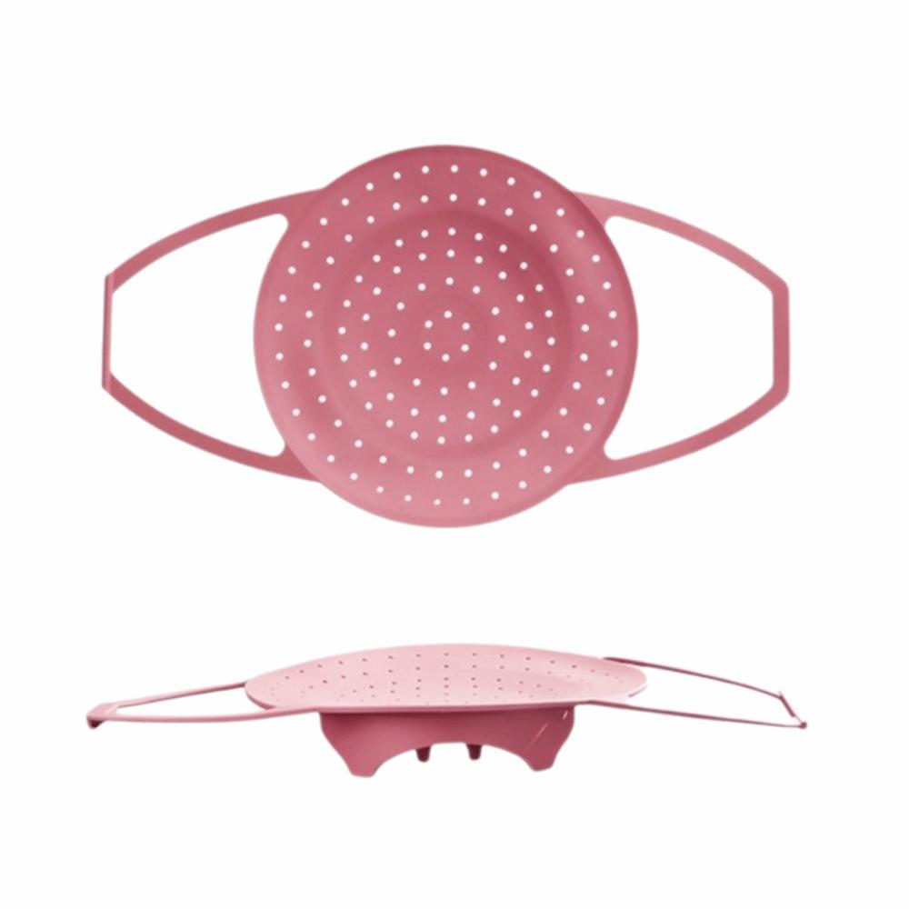 Reusable Silicone Steamer Basket Heat Resistant Vegetable Steamer Food Steamer Basket  Kitchen Use Pink S