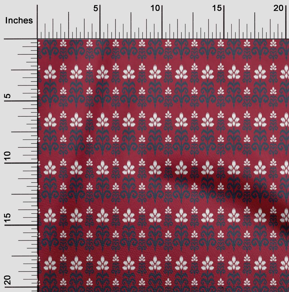 oneOone Cotton Flex Fabric Floral Ikat Printed Fabric 1 Yard 40 Inch Wide