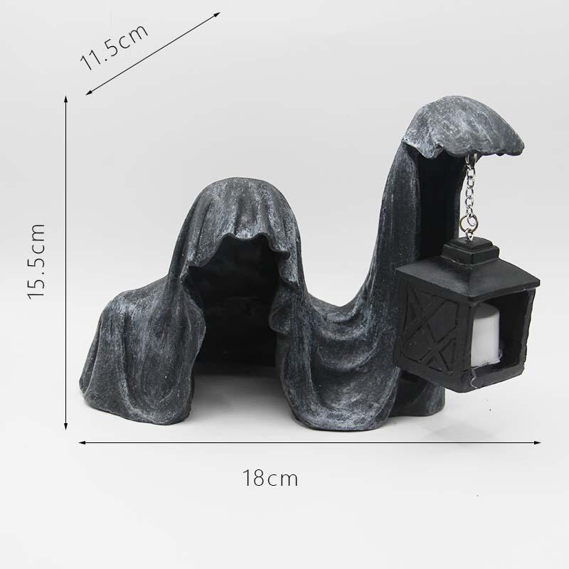 

Статуэтка Посланника Ада из смолы с фонарем, Статуэтка для Хэллоуина, Фигурка Жнеца в черной мантии чёрный