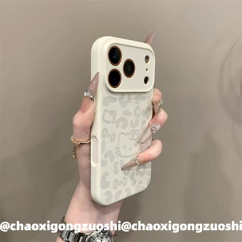 Ins Autumn and Winter Leopard Print KT Cat Liquid Silicone Bracket for iPhone17promax Apple 16 Mobile Phone Case 15