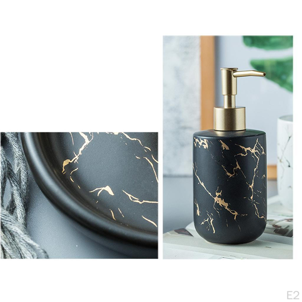 Badezimmer-Accessoire-Set KERAMIK Marmoroptik Spender Seifenschale