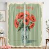 2pcs 2D flat printing Window Treatment Curtains red poppies vase living Polyester Without Electricity 0 Perfect for Decorations