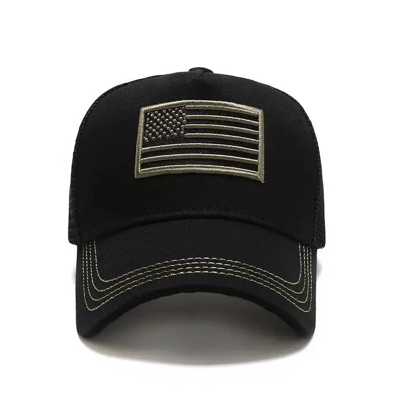 Fashion Hot Style American Flag Embroidery Baseball Net Cap Spring and Summer Outdoor Adjustable Casual Sun Protective Visor Hat