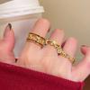 Get Rich Now! Birthday Gold Pony Ring Stacked Index Finger Ring Open Ring