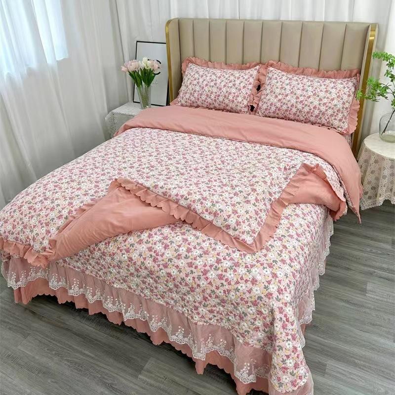 Class A Maternal Infant Grade Bed Cover 4-Pcs Set Of Thickened Padded Sheets 3-Pcs Set Of Small Bamboo Cotton Jacquard Quilt Cover Autumn  Winter