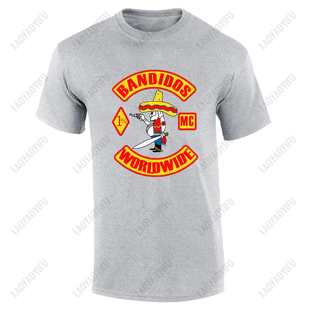 2024 Banddidos Motorcycle Club O Collar Men's T-shirt High Quality Cotton Black Tee Summer Short Sleeved Fashion Street Top