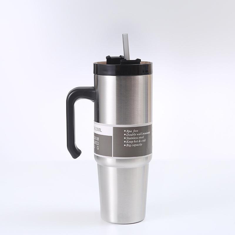 Straw Thermos Cup Male and Female Students Large Capacity Stainless Steel Water Cup Car Portable Coffee Ice Bully Cup
