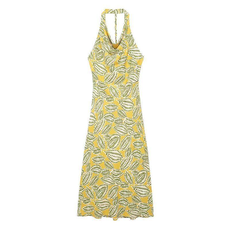 Fashion Style 2024 Summer New Women's Clothing Temperament Printed Hanging Collar Long Dress 9878085 330