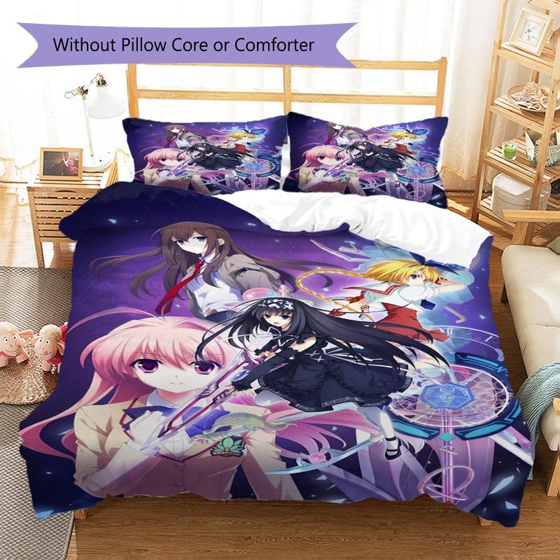 Anime Magic Girls Group Characters 3Pcs Bedding Set, Duvet Cover with 2 Pillowcases, No Comforter No Pillow Core