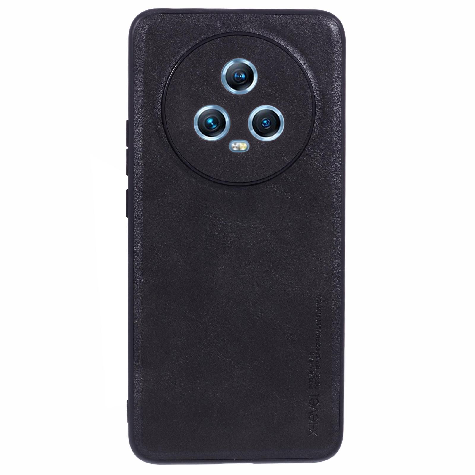 

Bojue-3 Series For Honor Magic5 Case PU Leather Coating Phone Cover Black