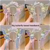 Pearls Headband Butterfly Ribbon Pageant Prom for School Play Stage Props