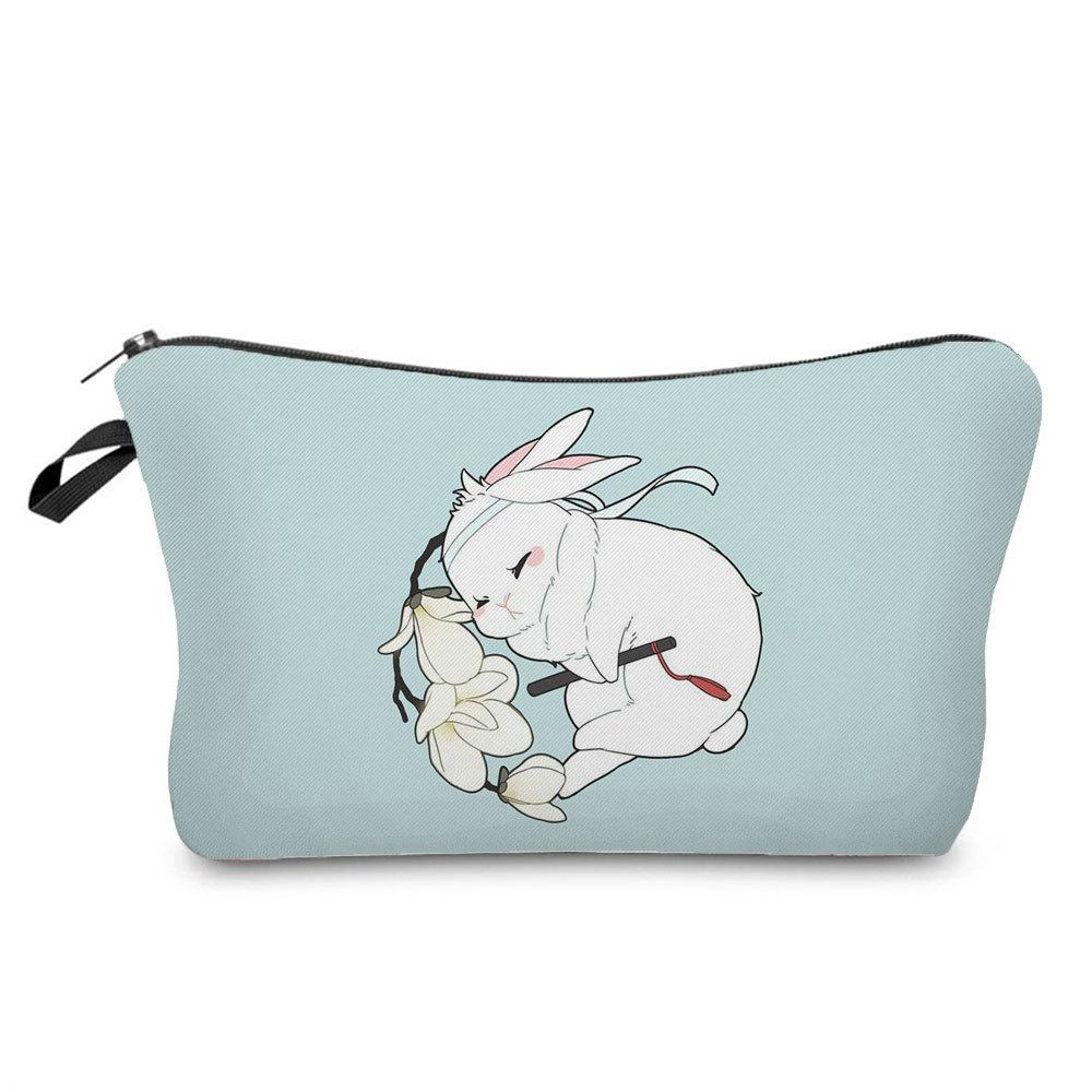 Women Rabbit Print Cosmetic Bag Toiletries Organize Travel Storage Case  6412 KTB