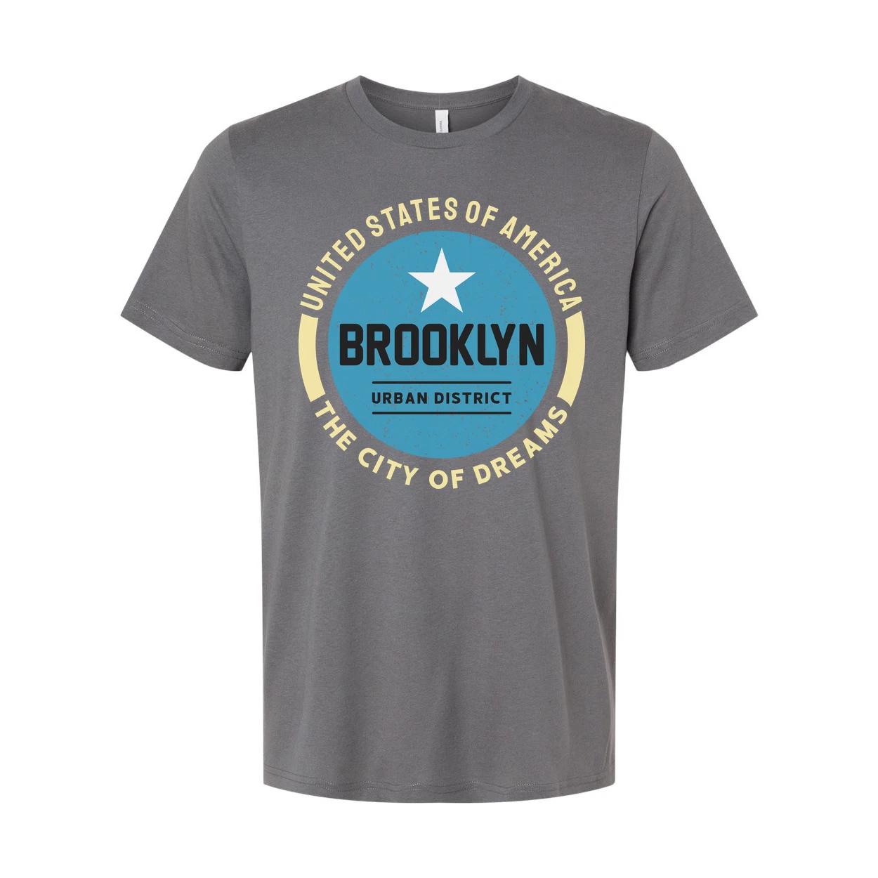 Brooklyn Urban District Circle Graphic T Shirt With United States Of America Arc 2XL