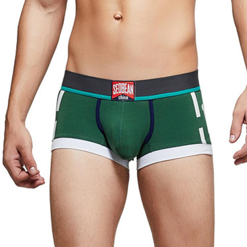 Men's Fashion Color Block Boxer Briefs Sexy Low Waist Male Boxer Shorts Comfor Breath Printed Underwear