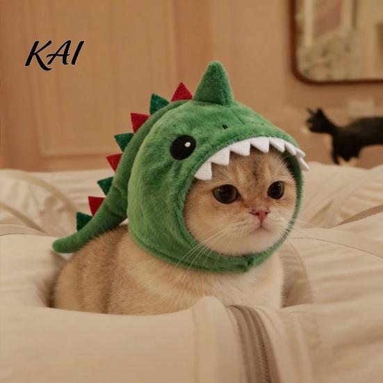 Lightweight Headwear for Small Pets Cute Dinosaur Pet Hat Cats, Soft Plush Funny Cat Trendy Costume Social Media Photos with Shark Design, Novelty